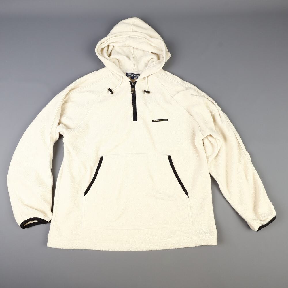 Point Zero Active Gear Mens Large Fleece 1/4 Zip Hoodie Kangaroo Pockets Hiking